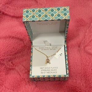 NIB Rachel Zoe Gold Plated 'A' Necklace